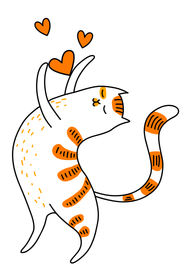 illustration of cat dancing with yarn